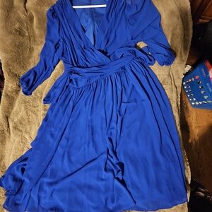 Elegant Blue Wrap Dress